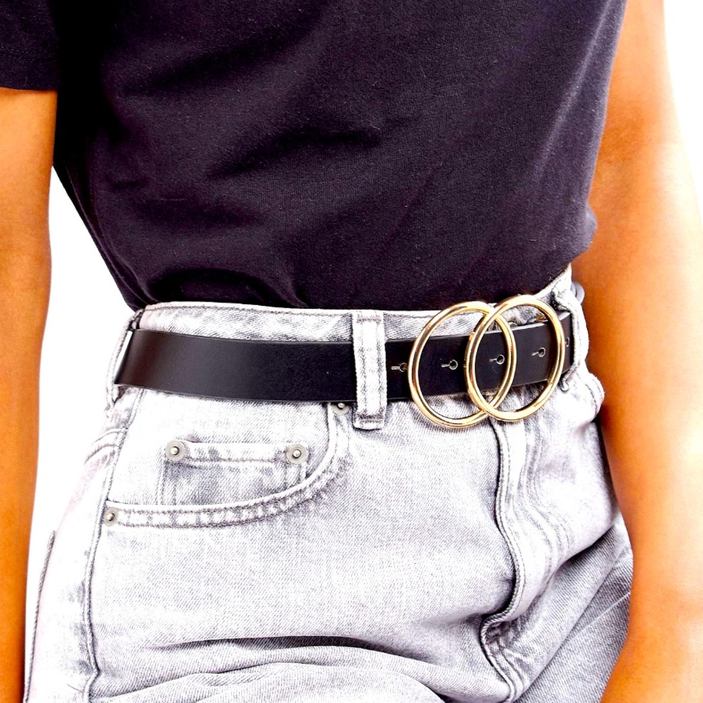 ASOS Double Circle Black and Gold Belt